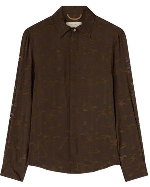RETORI Palm-Jacquard Long-Sleeve Shirt - Brown