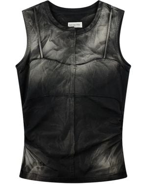 Feng Chen Wang Chaleco con estampado vaquero - Negro