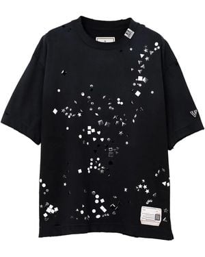 Maison Mihara Yasuhiro Verziertes Distressed-T-Shirt - Schwarz