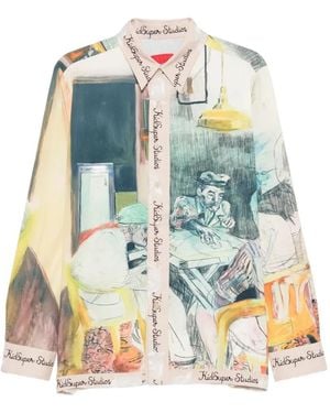 Kidsuper Graphic-Print Button-Up Shirt - Blue