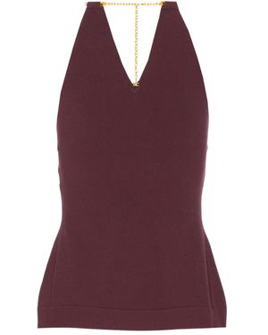 Elisabetta Franchi Chain-Neckline Sleeveless Top - Red