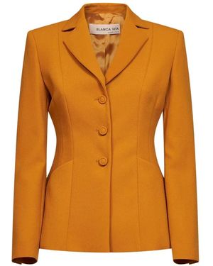 Blanca Vita Single-Breasted Fitted Jacket - Orange