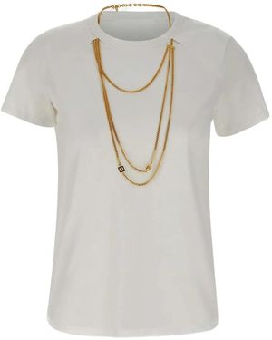 Elisabetta Franchi Chain-Embellished Cotton T-Shirt - Grey