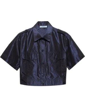 Prada Cropped Taffeta Shirt - Blue