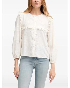 INTROPIA Ruffled Broderie-Anglaise Shirt - White