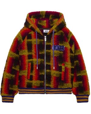 Gcds Hooded Check Jacket - Red
