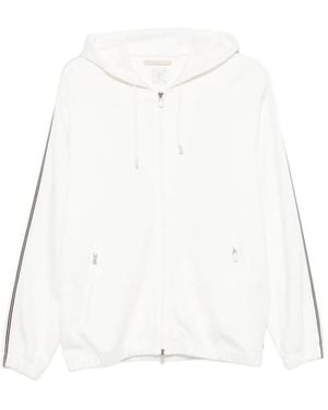Eleventy Hoodie Met Zijstreep - Wit