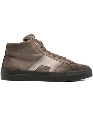 Santoni レザースニーカー - ブラウン