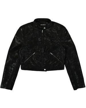 MISBHV Cropped Faux-Leather Jacket - Black