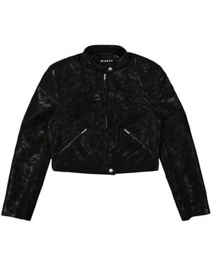 MISBHV Cropped Faux-Leather Jacket - Black