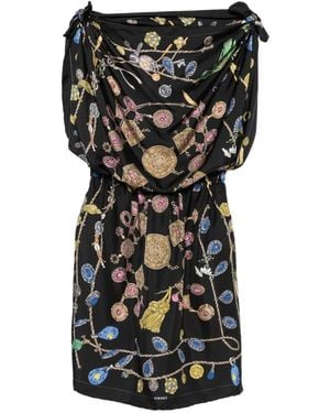 Versace Jewel-Print Silk Mini Dress - Black
