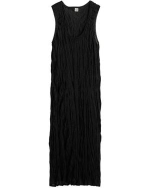 TOTEME Crinkled Knit Tank Dress - Black