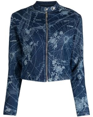 Off-White c/o Virgil Abloh Map-Print Denim Jacket - Blue