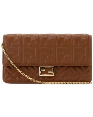 Fendi Compact Baguette Portemonnaie Mit Kette - Braun