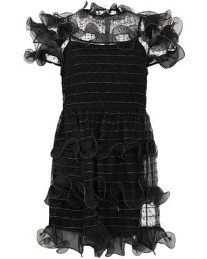RED Valentino Ruffled Polka-Dot Mini Dress - Black