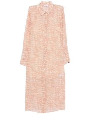 Patrizia Pepe Croco-Print Midi Shirt Dress - White