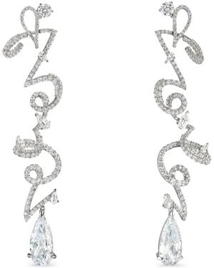 Anabela Chan 14K And Rhodium Vermeil Script Diamond Earrings - White