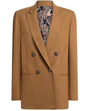 Etro Double-Breasted Pegaso-Buttons Blazer - Brown