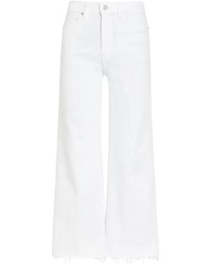 FRAME Le Slim Palazzo Raw-Edge Frayed Wide-Legjeans - White