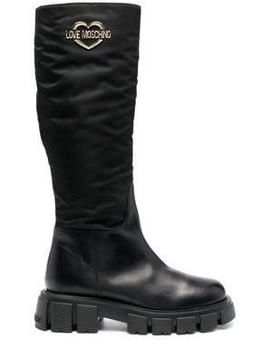 Love Moschino Boot Calfskin, Nylon - Black