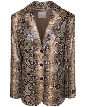 ERMANNO FIRENZE Snake-Print Single-Breasted Blazer - Brown