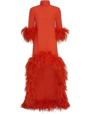 ‎Taller Marmo Gina Extravaganza Kleid mit Federbesatz - Rot