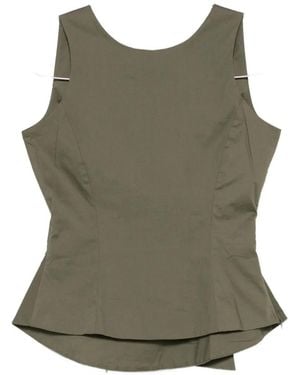 MOUTAKI Bow-Detail Peplum Blouse - Green