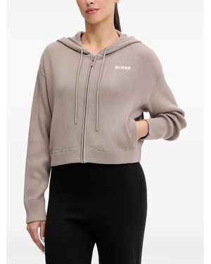 Guess Flaminia Ribbed Zip-Up Hoodie - Grey