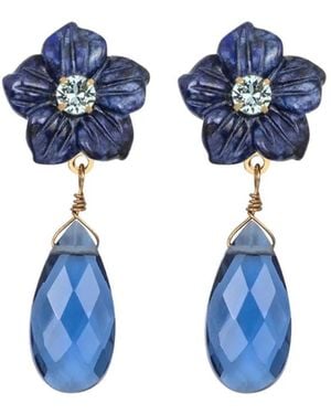 Jennifer Behr Pendientes Jaylene con motivo floral - Azul