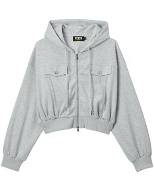Mini Cream Flap-Pockets Hoodie - White