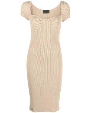 Philipp Plein Rib-Knit Midi Dress - Natural