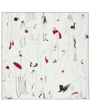 POTAMY Foulard En Soie À Imprimé Graphique - White