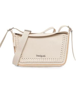 Desigual Braided-Detail Contrast-Stitch Shoulder Bag - Natural