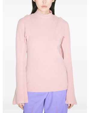 Kiko Kostadinov Fluted-Sleeve Mock-Neck Top - Pink
