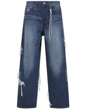 MASTERMIND WORLD Patchwork Distressed Jeans - Blue