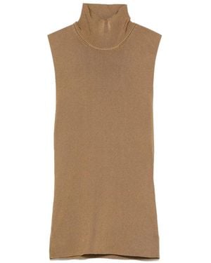 KHAITE High Neck Top - Brown