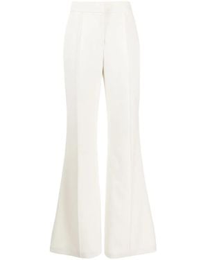 Elie Saab Pressed-Crease Cady Flared Pants - White