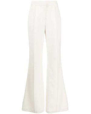 Elie Saab Pressed-Crease Cady Flared Trousers - White