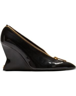 Balmain Wedge-Pumps Mit Reißverschlussdetail 95Mm - Schwarz