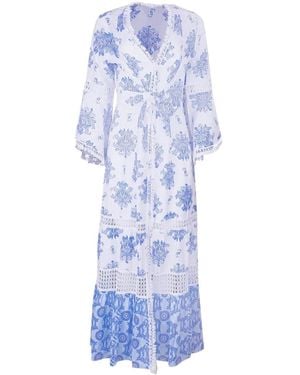 Temptation Positano Centa Floral-Print Lace Maxi Dress - Blue