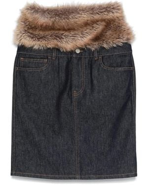 Coperni Faux-Fur Hybrid Midi Skirt - Gray