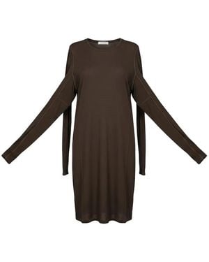 Uma Wang Debi Long-Sleeve Mini Dress - Brown