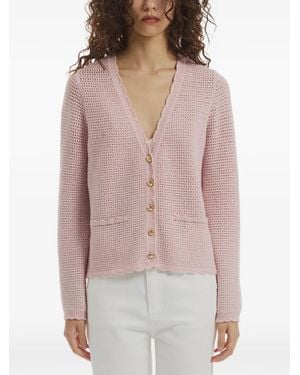 CRUSH Collection Openwork Scallop Cardigan - Pink