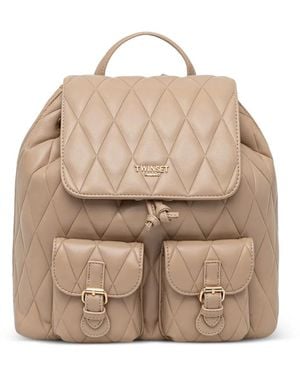 Twinset Quilted Leather Backpack - Natural