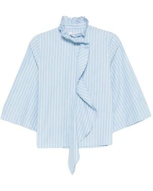 Psophia Top A Righe Con Ruches - Blu