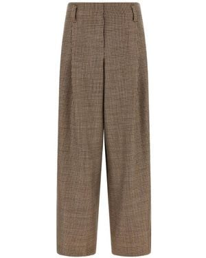 Brunello Cucinelli Check-Pattern Tailored Pants - Natural