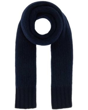Stone Island Ribbed-Knit Logo-Patch Scarf - Blue