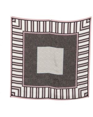 Marc O' Polo Geometric-Print Striped Scarf - White