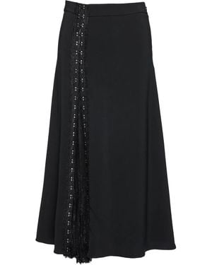 Nissa Falda midi con ribete de encaje - Negro