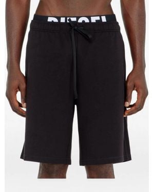 DIESEL Cotton Shorts With Logo Waistband - Black